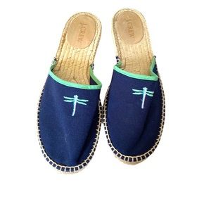 J. Crew Dragonfly Embroidered Espadrille Mule Flat